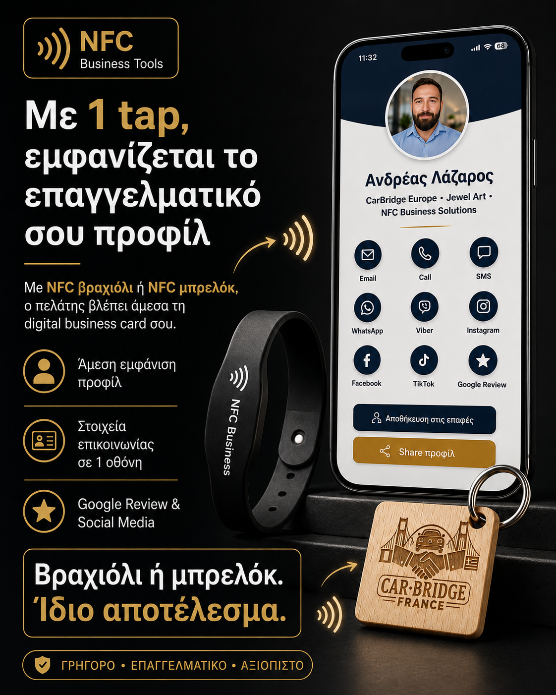 Με ένα tap εμφανίζεται το επαγγελματικό σου προφίλ